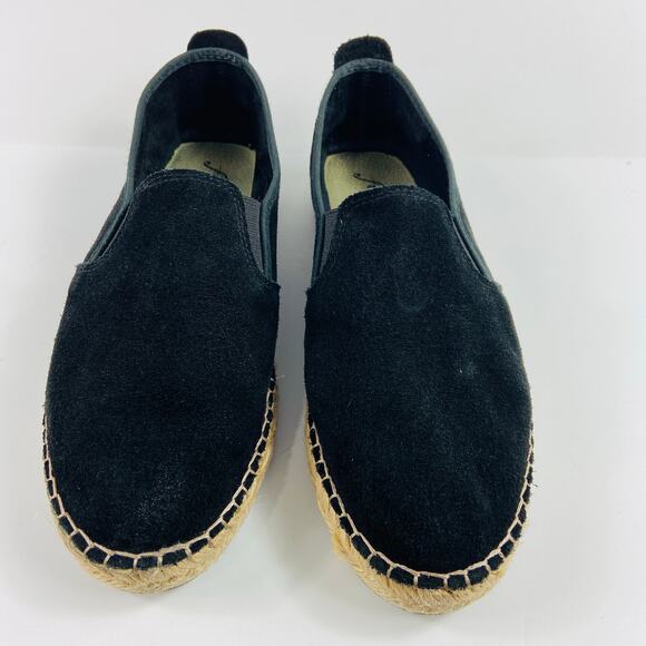 Free People Black Espadrille Suede Leather Slip On Shoes Size US 7.5 - Picture 4 of 9